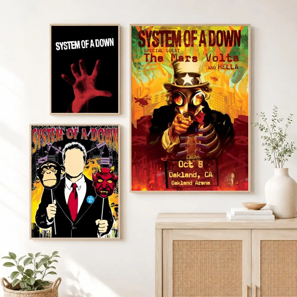 Classic Heavy Metal Band S-System of A Down Poster Self Adhesive Wall Art Decor for Bedroom Living Room Office Home Decor Gift