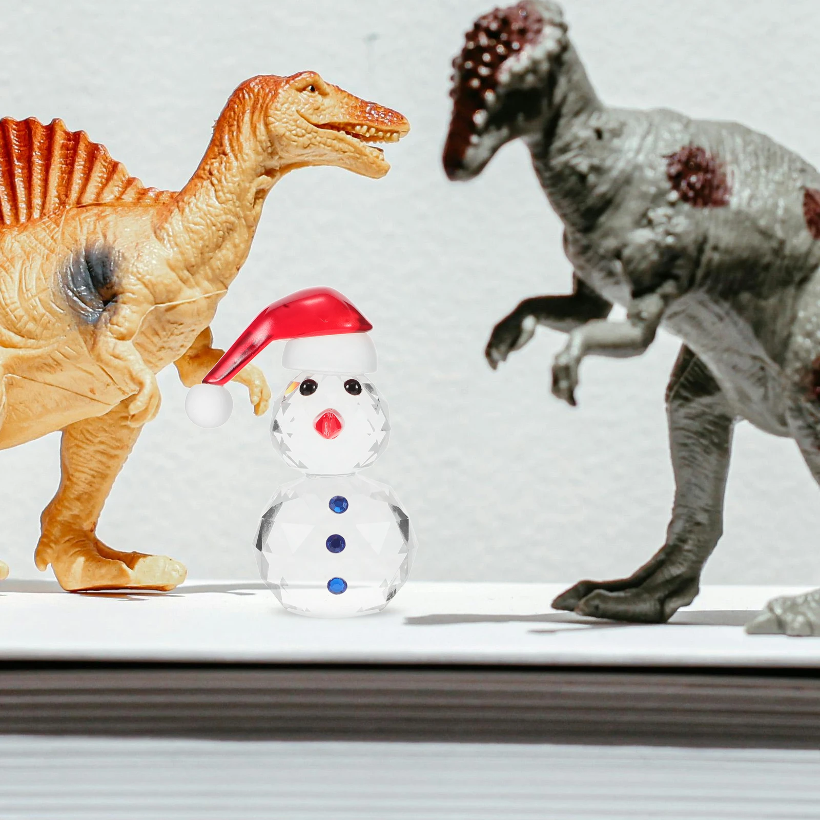 

Christmas Glass Snowman Sculpture Crystal Snowman Ornament Tabletop Holiday Decoration Christmas Figurines