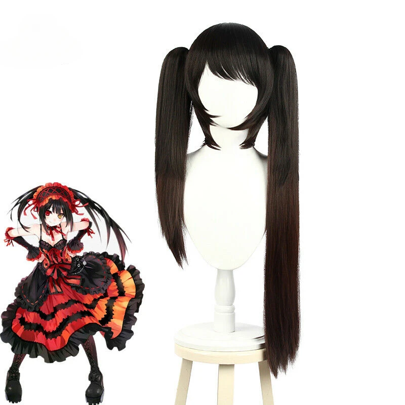 Date A Live Cosplay Wig Kurumi Tokisaki Long Hair Women Black Hair Wigs