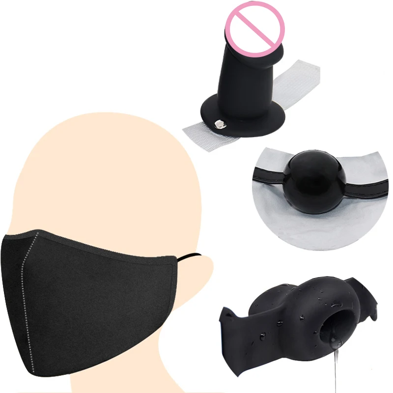 Dildo/Ring Gag In Mouth Bdsm Restraints Sex Mask/Games/Toys For Couple/Men/Women/Adult Cosplay Masks Sexy Bondage Equipment