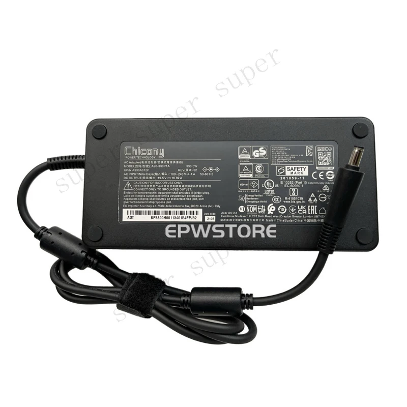 S+   Chicony 19.5V 16.92A 330W AC Adapter Charger A20-330P1A For  ACER PREDATOR HELIOS 300