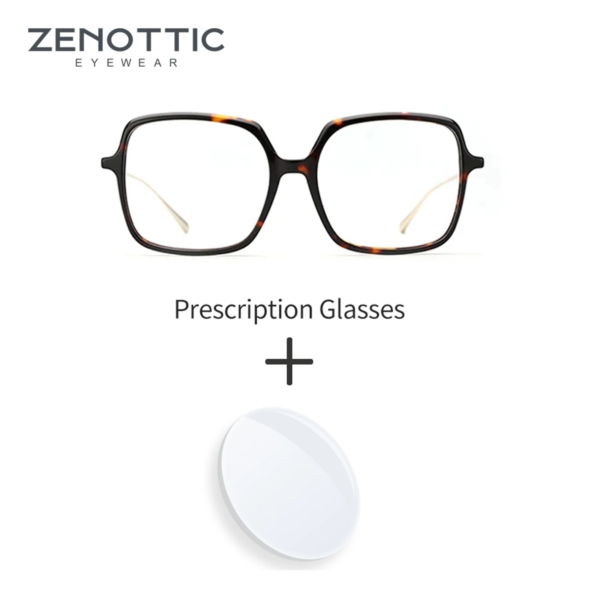 

ZENOTTIC Modish Acetate Prescription Eyeglasses Square Anti-Blue Light Myopia/Progressive Optical Eyewear For Women