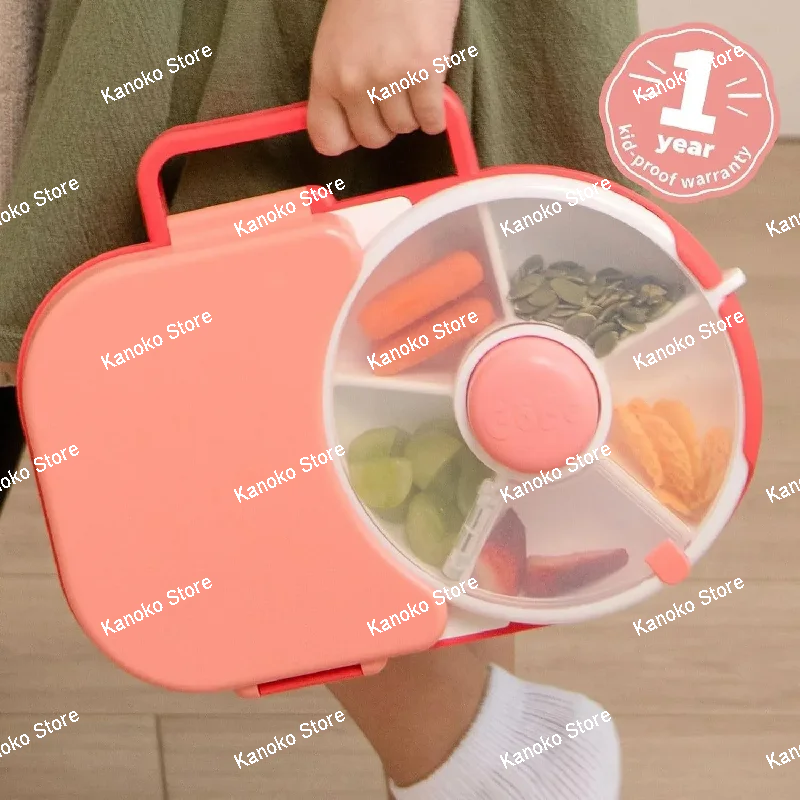 Scatola Bento per bambini Scatole per il pranzo rotanti Contenitore per snack rotante per bambini Spinner per snack per bambini Scatola per snack portatile con piatto di frutta rotante