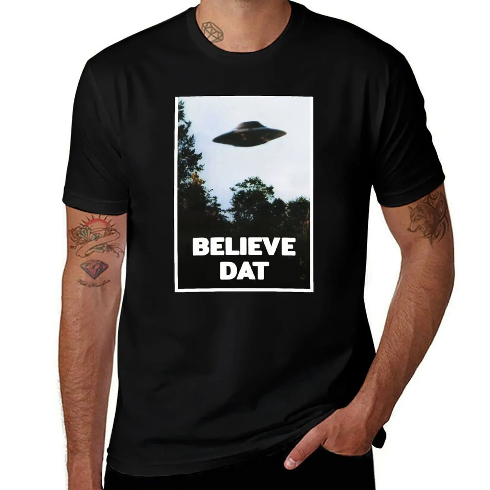 Believe Dat Young Jamie Rogan Podcast Pentagon UFO Alien Texas Comedy T-Shirt Stain Resistant Casual Tee T-Shirt