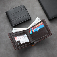 New Men Purse Youth Fashion Plaid Soft PU Leather Multiple Slot Casual Large Capacity Coin Wallet Male Card Holder Purse Bag