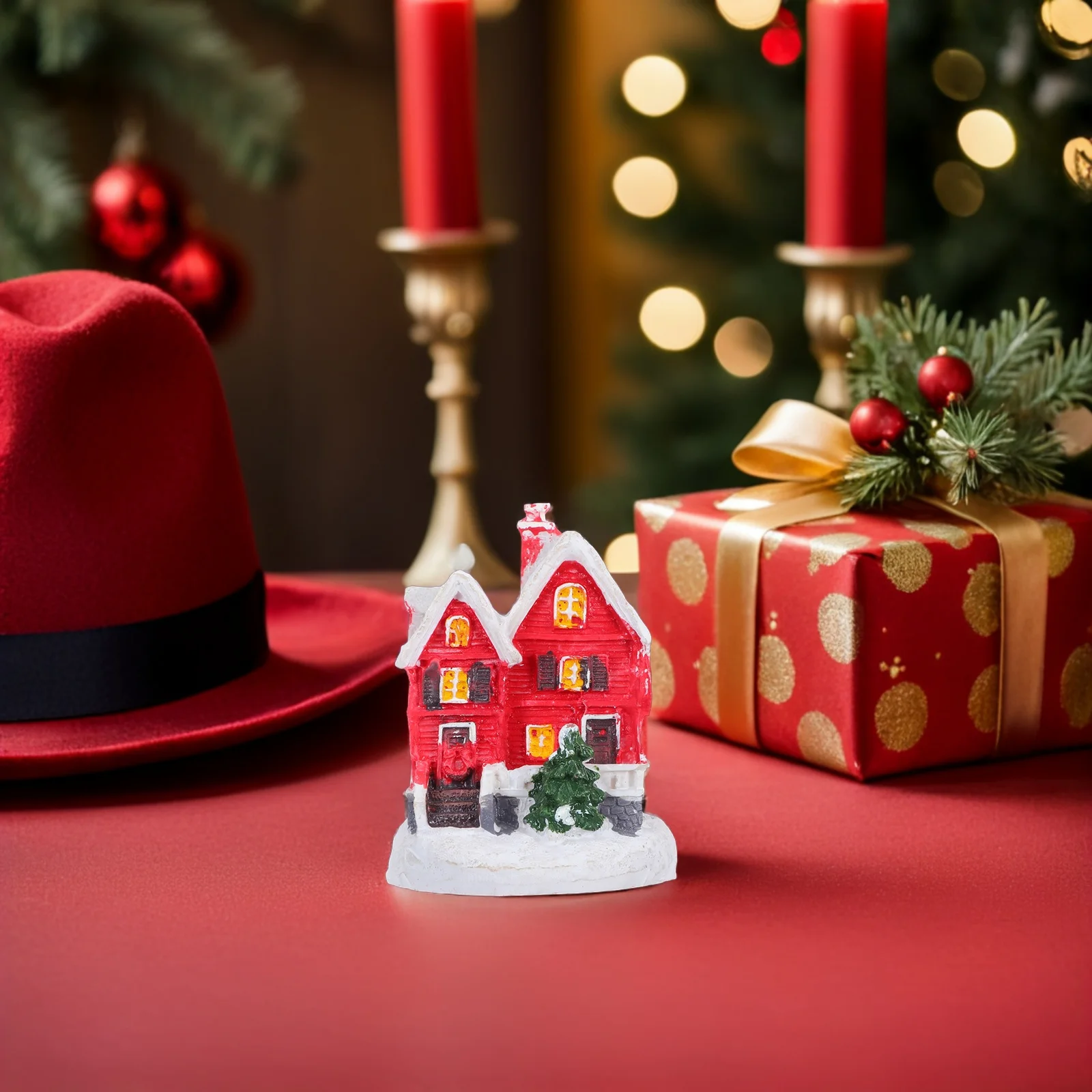 

Compact Resin Snow Village Holiday Decoration Mini Christmas Scene for Terrarium Fairy Garden Moss Landscape Centerpiece