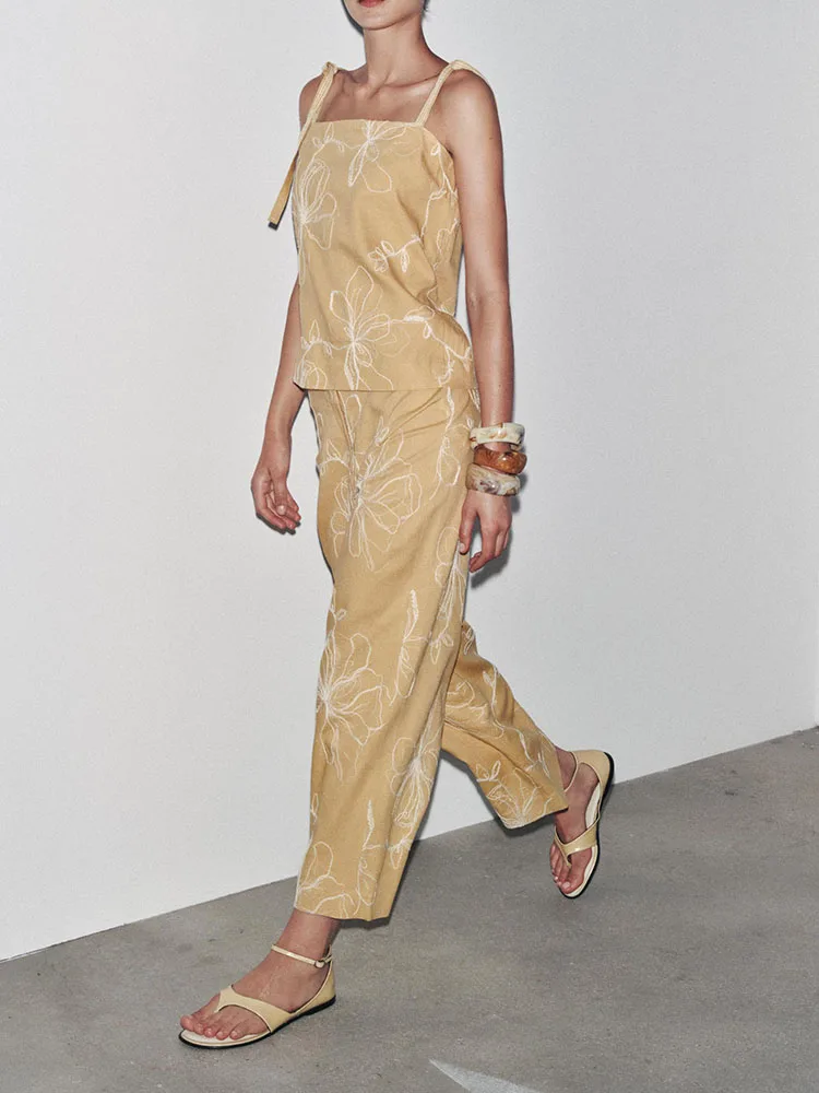 

Новые летние женские топы на бретелях, повседневные длинные брюки, этнический сценический костюм, V-Ne Svel, модная женская одежда