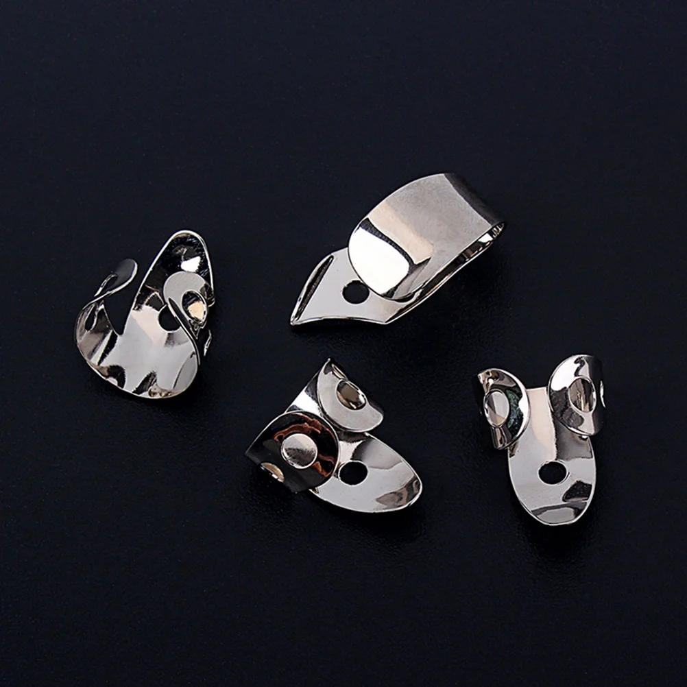 

4 Pcs Picks Metal Set Nail for Guitar Saddle Finger Silver Fingerpicks Gitarre