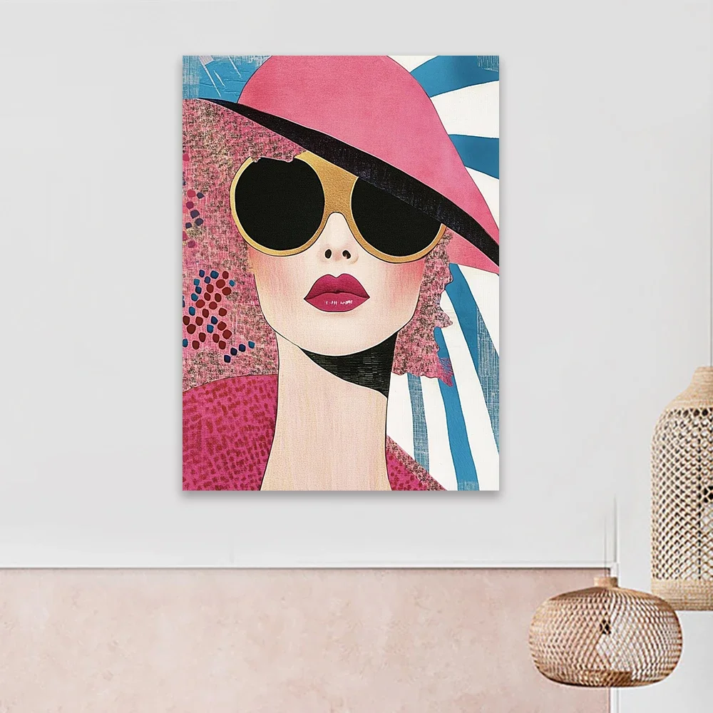 1pc frameless Canvas Painting Colorful Fashion Silhouette Wall Art Poster Abstract Woman Portrait Prints Modern Feminine Canvas