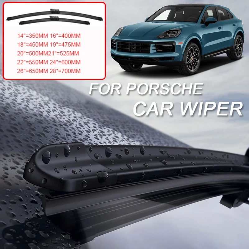 

2PCS Car For Porsche 718 911 Cayenne Macan Panamera Taycan 2010-2026 Blade Windshield Rubber Wiper Auto Cleaning Accessory