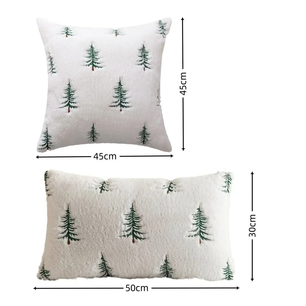 جديد فرو الأرنب الصناعي رمي غطاء وسادة شجرة عيد الميلاد نمط غطاء الوسادة الأبيض 45x45 سنتيمتر ديكور المنزل رقيق المخدة #6