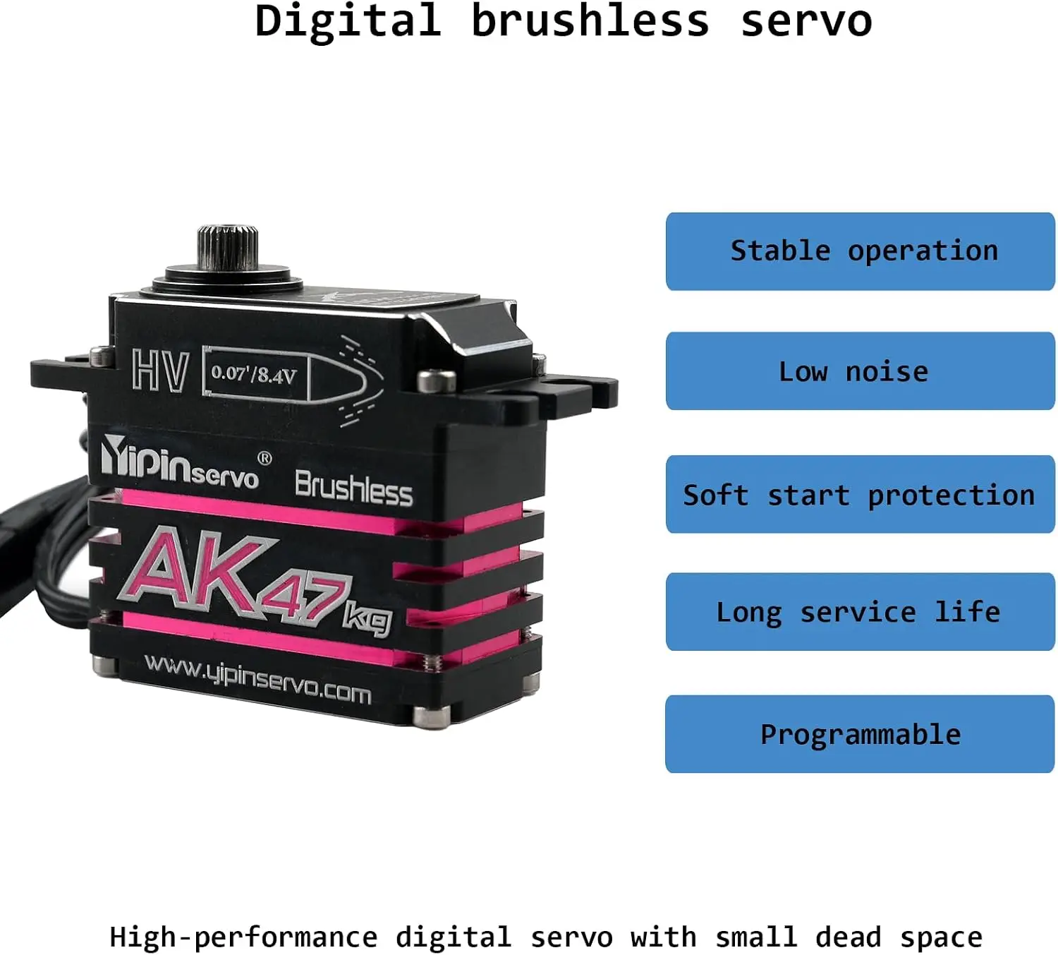 47KG AK47 Digital Servo Steel Gear 180/270/360 Brushless Motor Waterproof IP67 Magnetic Coding Programmable Servo 25T Servo Horn