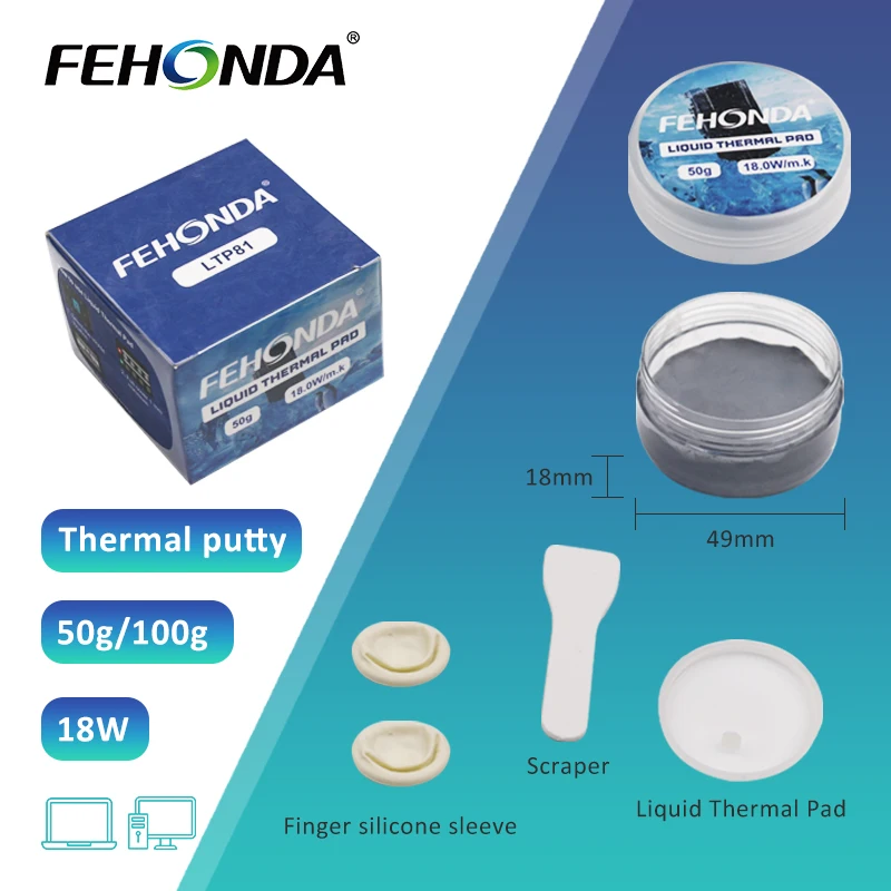 

LIquid Thermal Pad 50g 100g 18w FEHONDA LTP81 Thermal Putty GPU VRAM