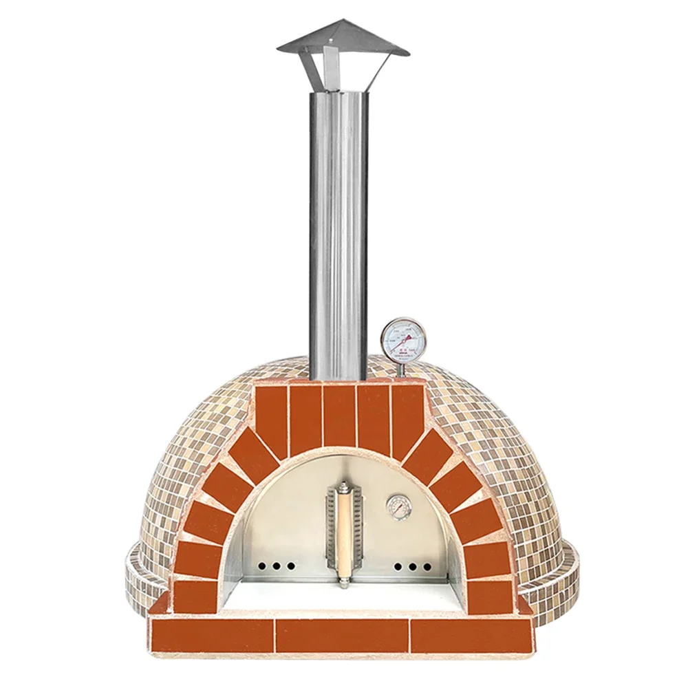 Brick Style Italian Pizza Kiln, Wood Charcoal Gas Dual Fuel Pizza Oven, Rain & UV Resistant for Outdoor Use