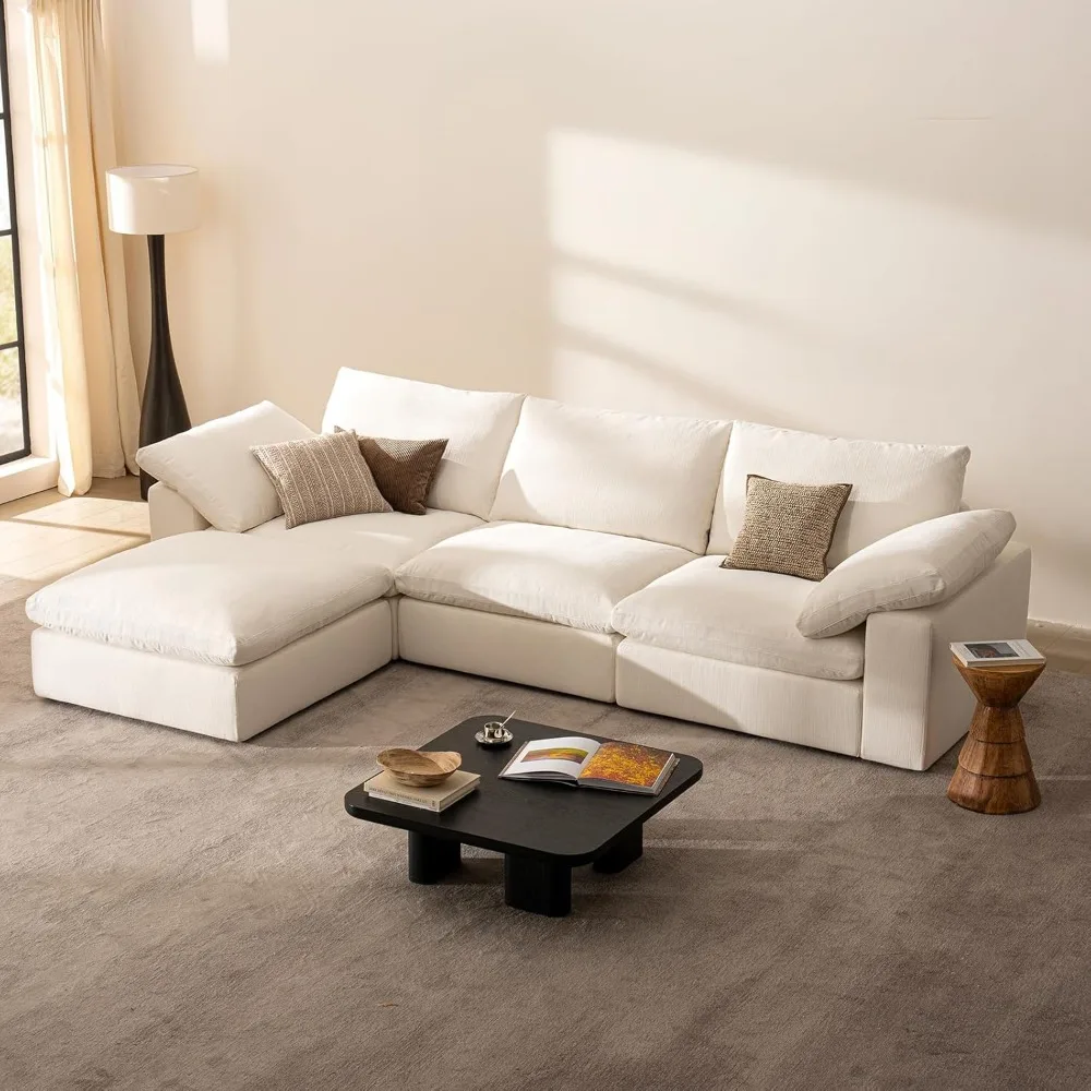 

110.2" Cloud Couch Oversized Modular Sectional Sofa, 3 Seater with Ottoman Modern Sofa True Relax Comfy, Wide & Deep Seat Couche