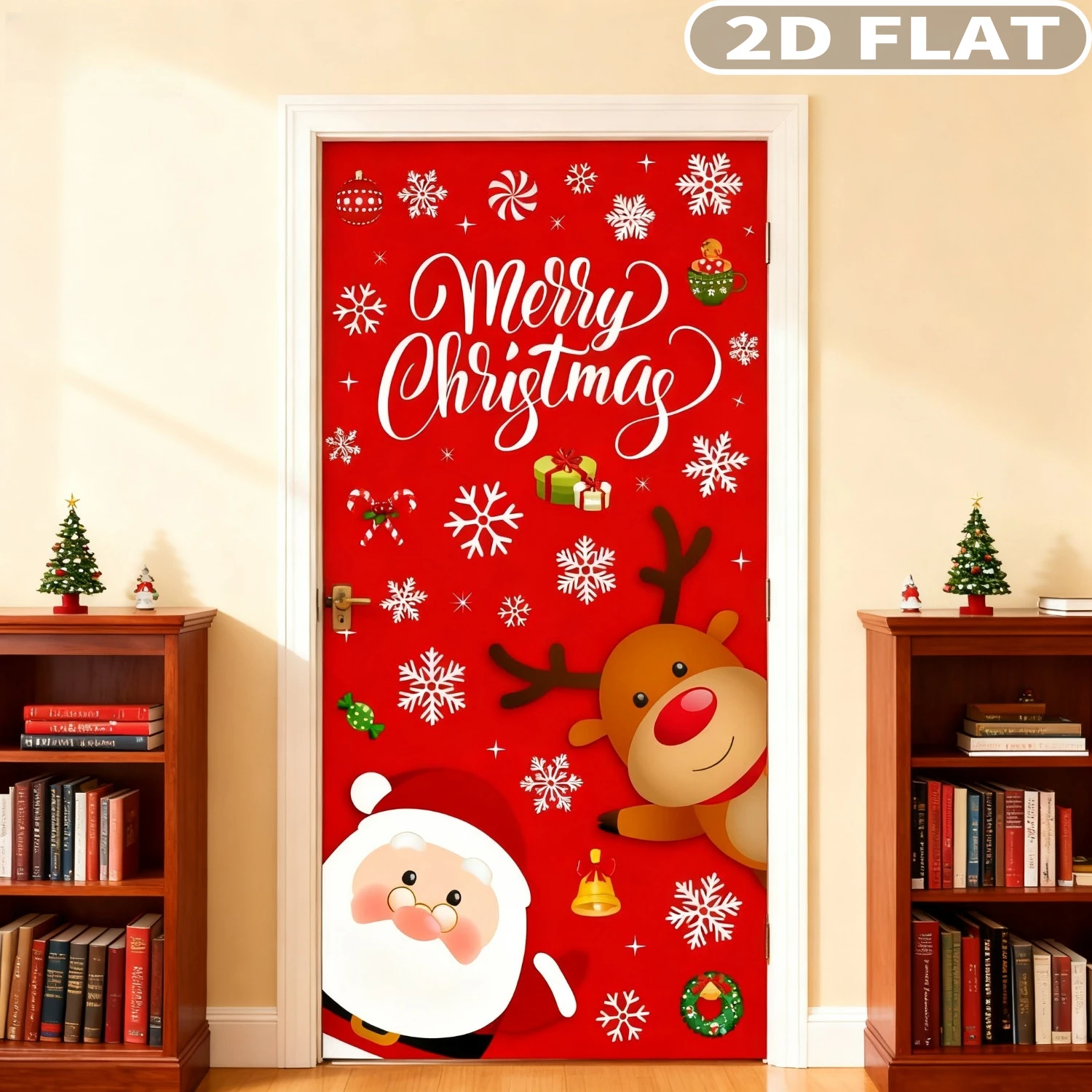 

1pc Cute Santa and Elk Christmas Party Banner, Door Decorations Santa Elk Christmas Hanging Wall Decorations, Festive Gift
