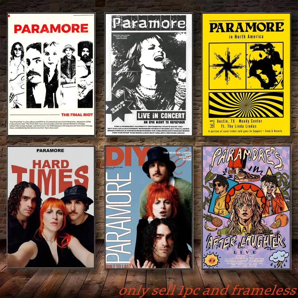 Paramore Band Poster Mural HD Wall Decals for Bedroom Living Room Home Self-Adhesive Decor Gift