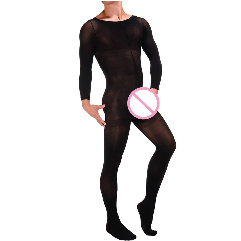 

Sexy Men Sissy Sheer Bodystockings Body Stockings with Crotch Trunk Sheath Crossdresser Pantyhose Lingerie Bodysuit Jumpsuit