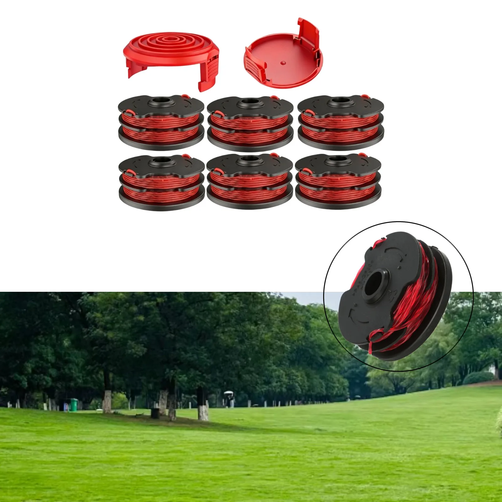 6PCS Spool and 2PCS Cover Replacement for Hyper Tough HT1840100401 String Trimmer with 1.6mm Nylon Line 27FT Capacity
