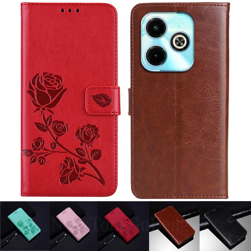 Magnetic Leather Flip Case For Infinix Hot 40i Cases Wallet Bags For Infinix Hot 40 i Infinix Hot40i X6528B Phone Cover