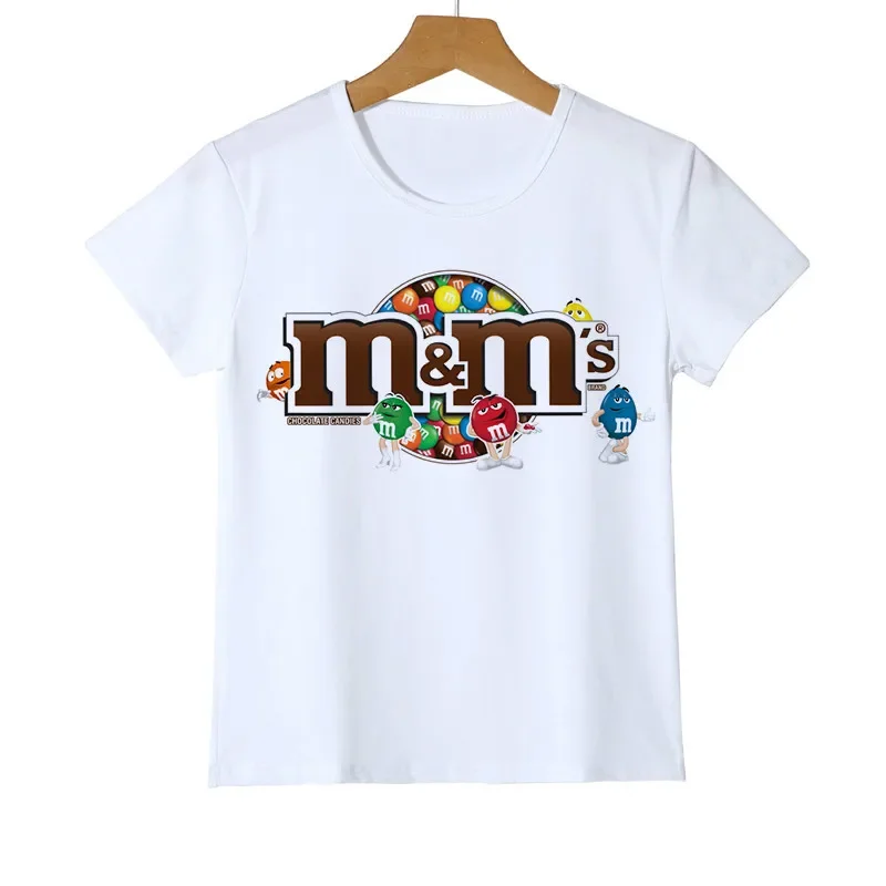 Mode enfant t-shirt 3D garçon/fille chocolat haricots MM imprimer drôle streetwear t-shirt Anime manches courtes bébé chemises Z47-4