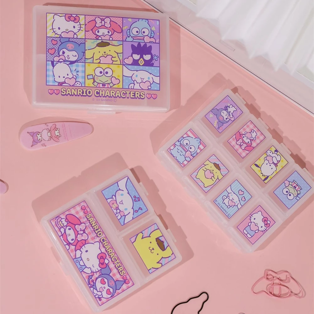 Mini pastillero portátil de dibujos animados, caja de almacenamiento con muchos compartimentos, Kuromi Pochacco HelloKittys Melody, Cute My Melody Cinnamoroll