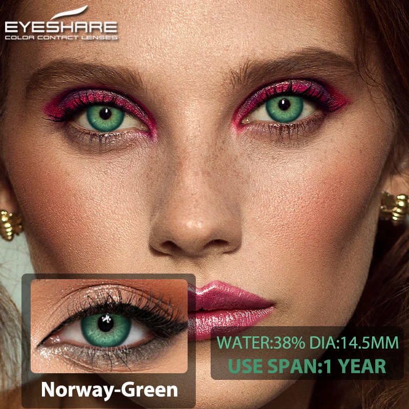 EYESHARE 1pair Colored Contact Lenses Blue Eye Lenses Brown Lenses Gray Pupils Natural Eye Lens Yearly Cosmetic Green Contacts