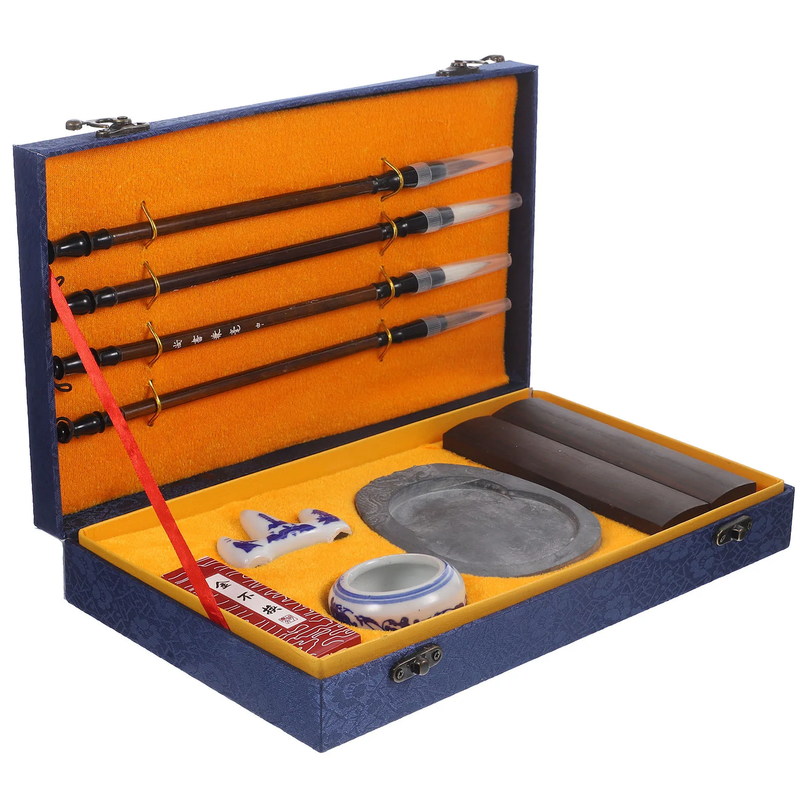 

1 set 1 Set Of Chinese Writing Brush Ink Stone Ink Stick For Calligraphy Practicing Portable Supplies Stationery