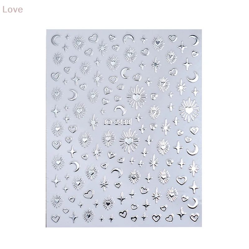 [L&P] ثلاثية الأبعاد الشمس/القمر/النجمة الساخن ختم مسمار الفن ملصق مسمار صائق الذهب والفضة ذاتية اللصق المنزلق