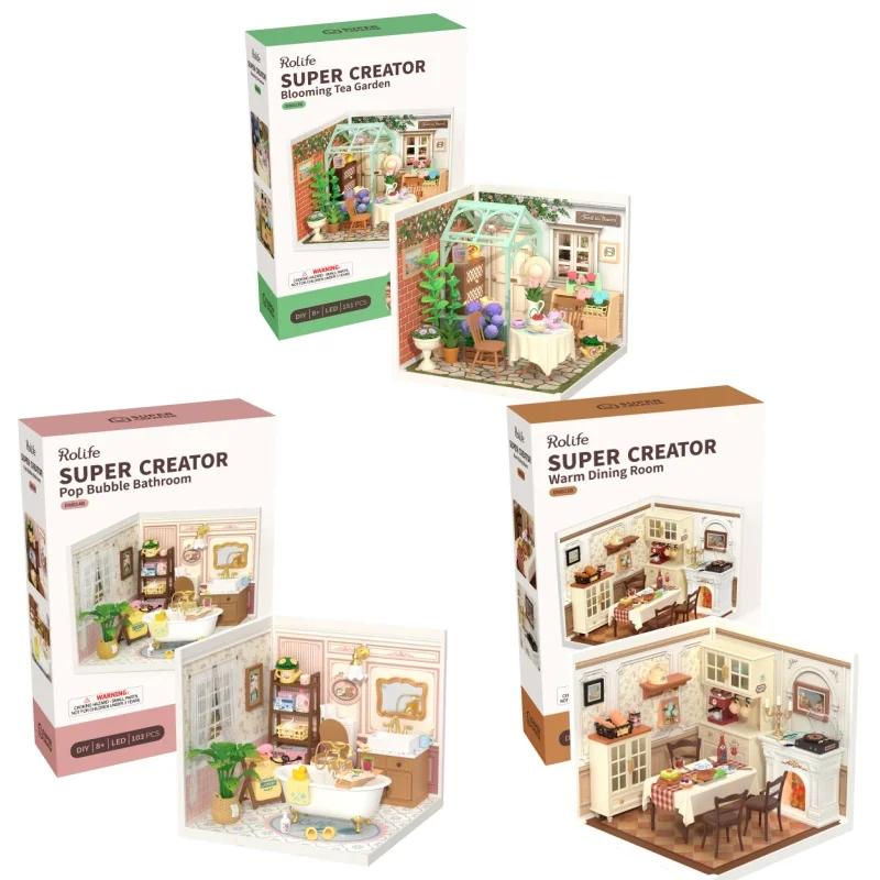 Robotime DIY Miniature Dollhouse Kit with Accessories Model Supply Store Kit with LED to Build Decent Birthday Gift