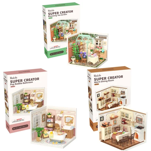 Rolife DIY Miniaturowy Domek dla Lalek z Akcesoriami, Zestaw Sklepowy z Materiałami Modelarskimi z LED, Idealny na Prezent Urodzinowy