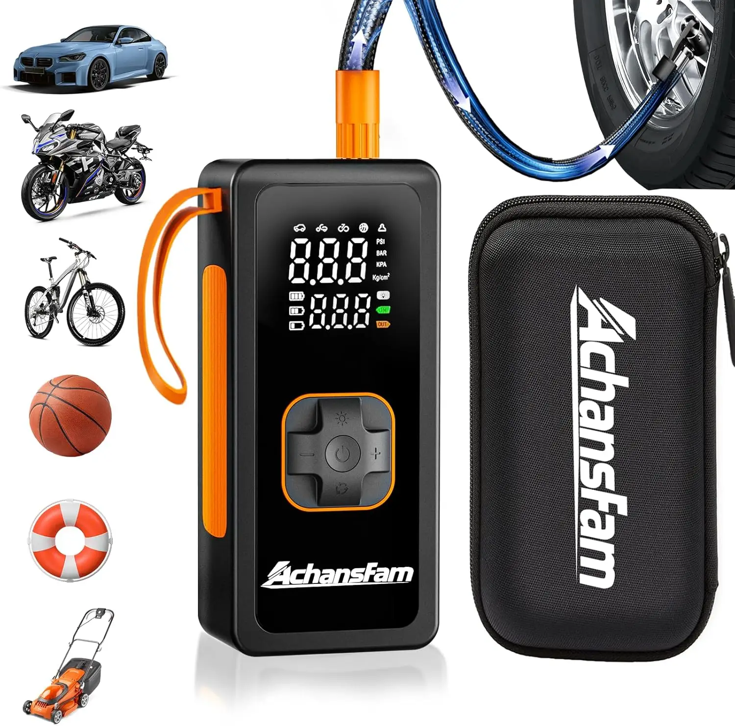 

Portable Air Compressor, Dual Power 150PSI Cordless Pump for Car Tires, Digital Gauge Auto Stop