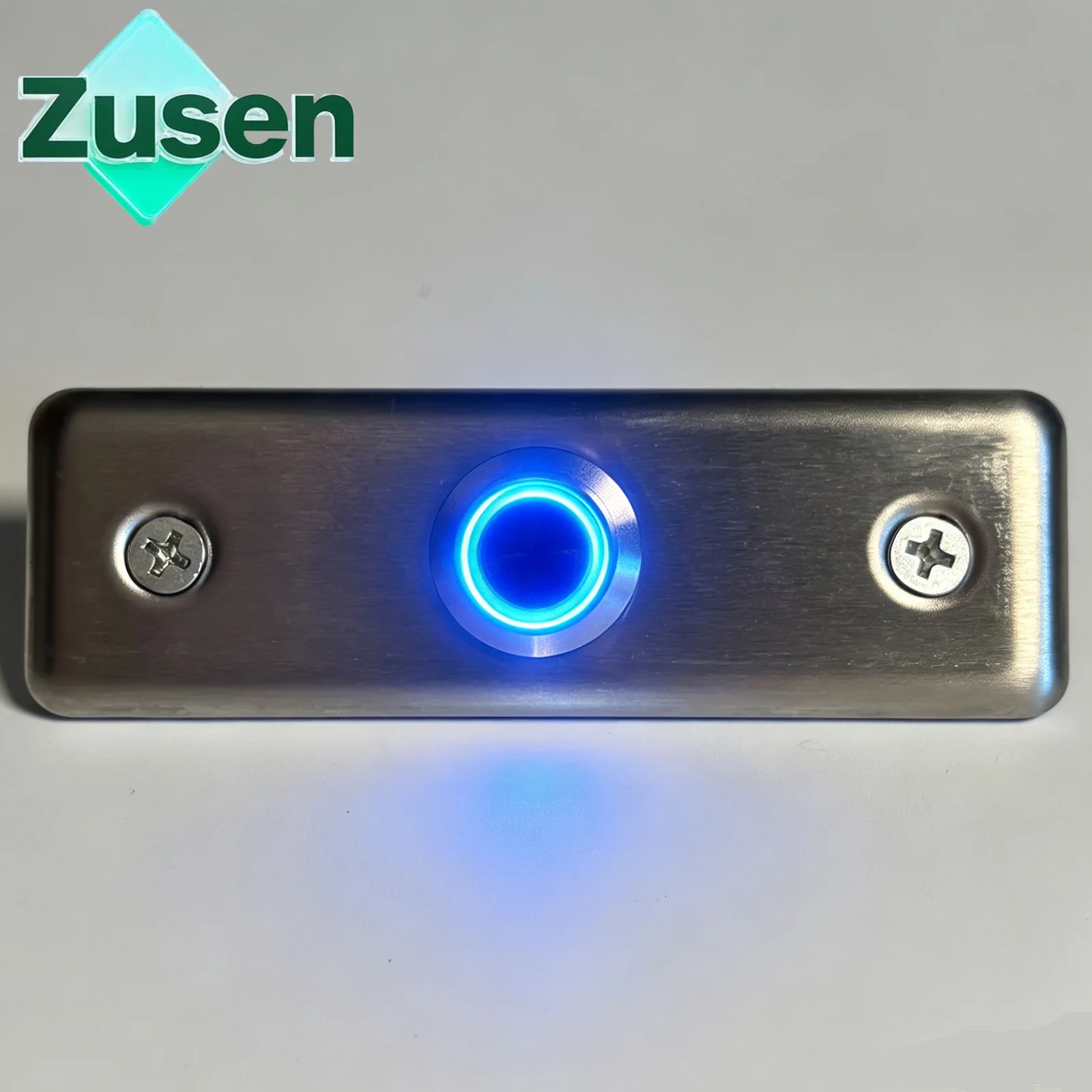 Zusen 16mm Strength Door Bell Push Button Switch with Ring Blue LED Light (ZS16F-10E/B/12V/S IP65 with Panel)
