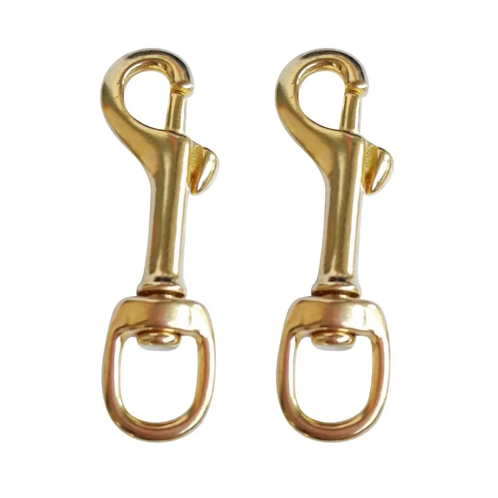 2 Pieces Scuba Diving Brass Single Ended Eye Swivel Bolt Snap Hook Buckle Dog Clip Accessories