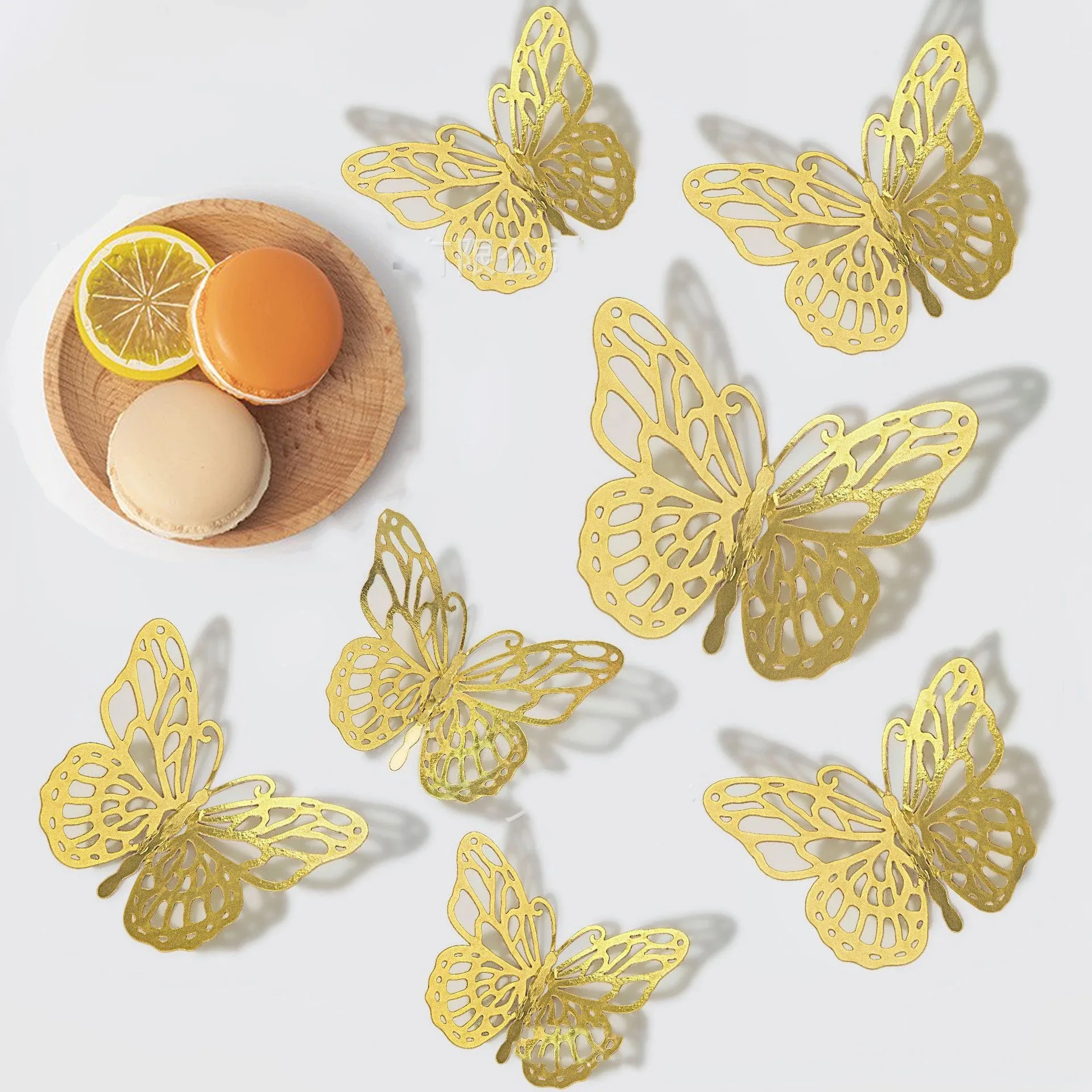 48pcs 3D Butterfly Wall Decor 4 Styles 3 Sizes, Gold Butterfly Decorations for Butterfly Birthday Party Cake Room Decorations