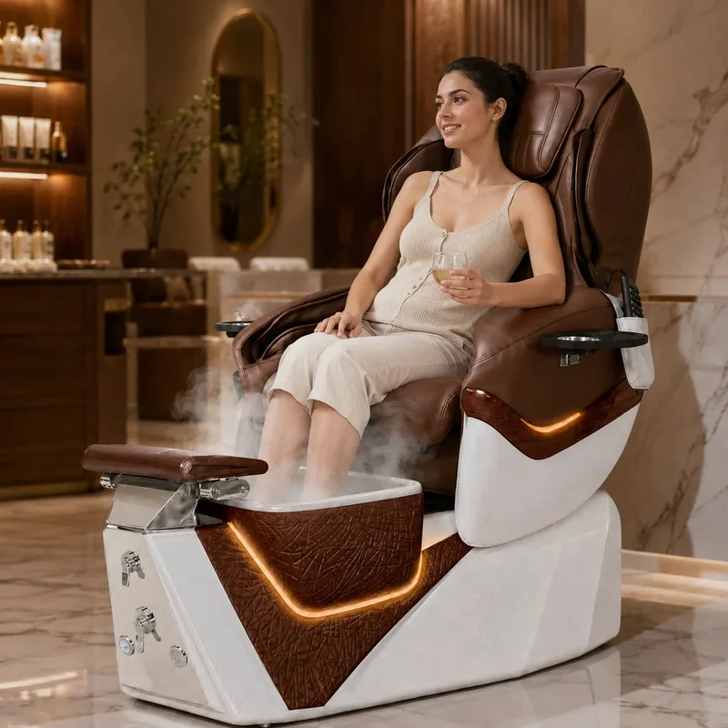 Pedicure Spa Chair Foot Bath Basin Remote Control LED Light Steam Function Massage Function for Nail Spa Salon