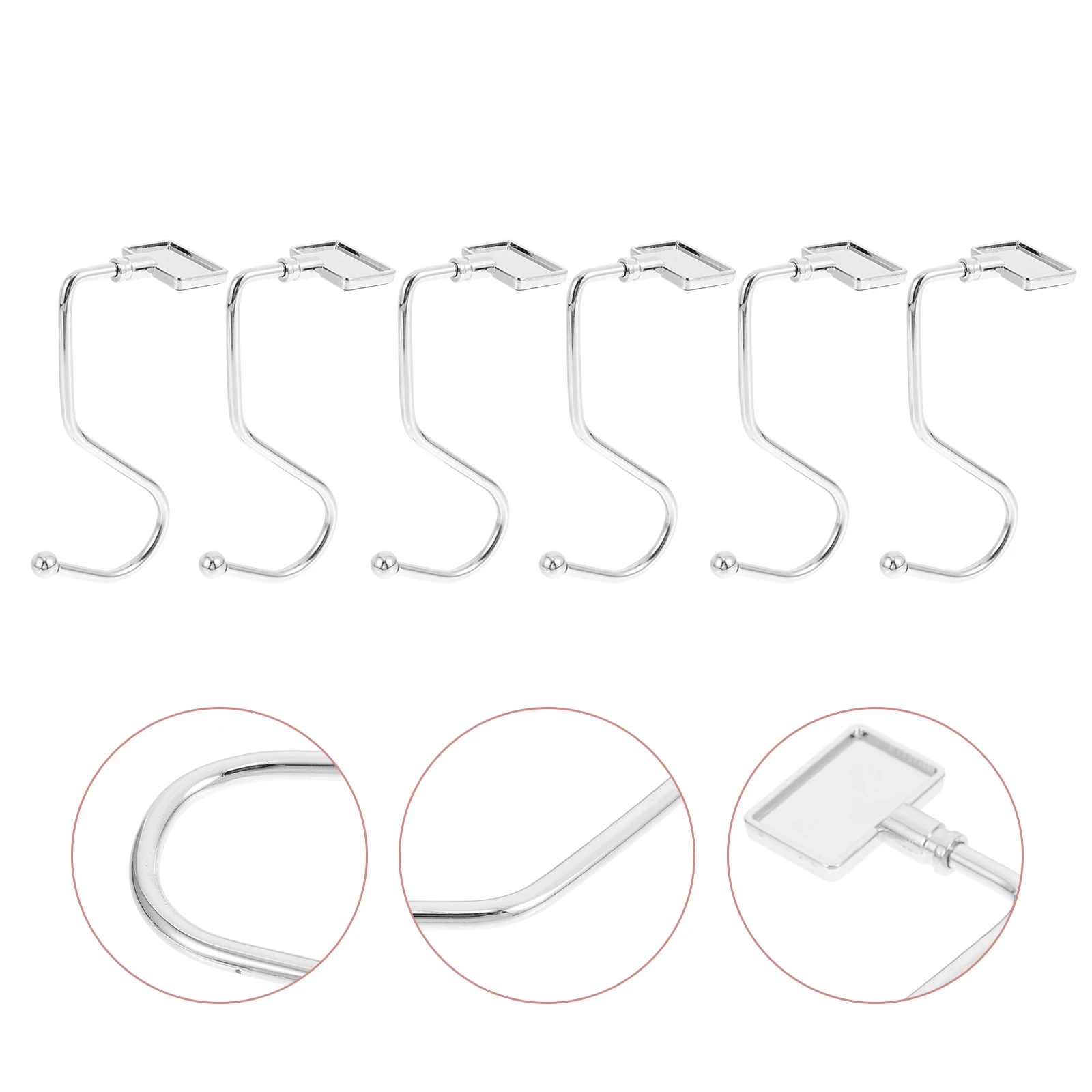 

6pcs Iron Christmas Stocking Hooks Bag Hangers Wear Resistant Desktop Holders Smooth Surface Mantel Fireplace Decor Xmas