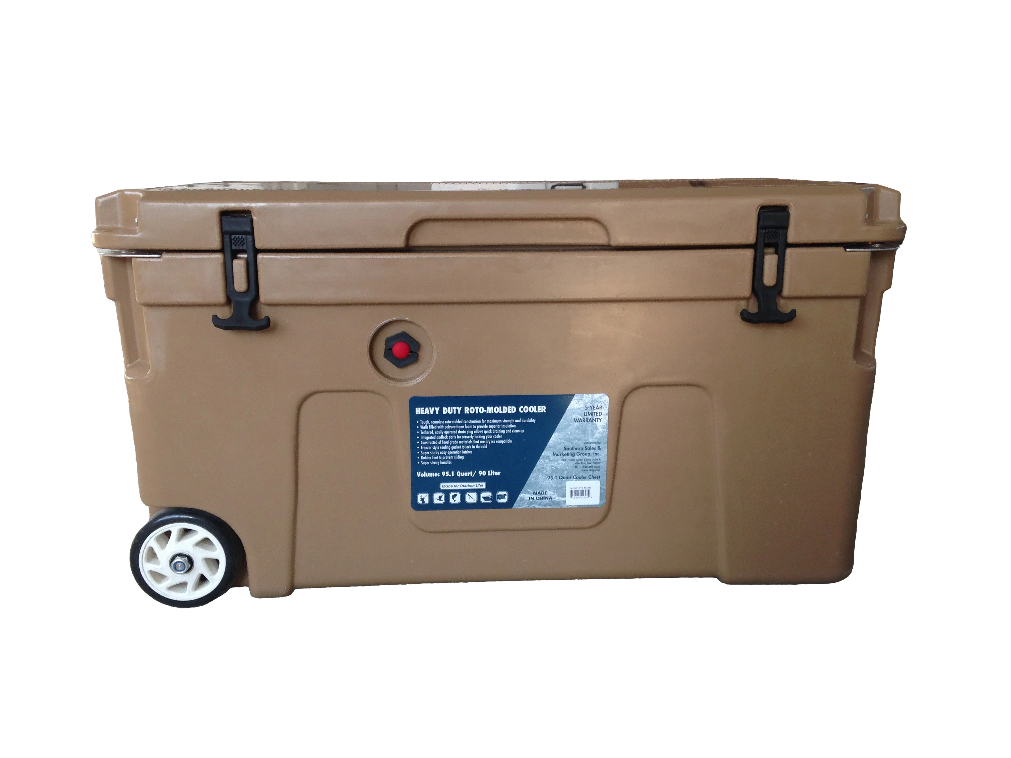 صندوق تبريد معزول محمول سعة 90 لترًا من الدرجة الغذائية LLDPE يحافظ على الثلج 5+ يومًا. للتخييم والصيد #2