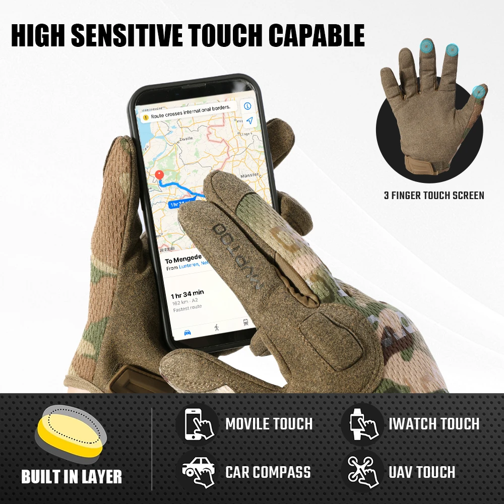 Rękawice taktyczne z ekranem dotykowym Oddychające rękawice do paintballa Airsoft Strzelanie bojowe Piesze wycieczki Myślistwo Rękawice z pełnym