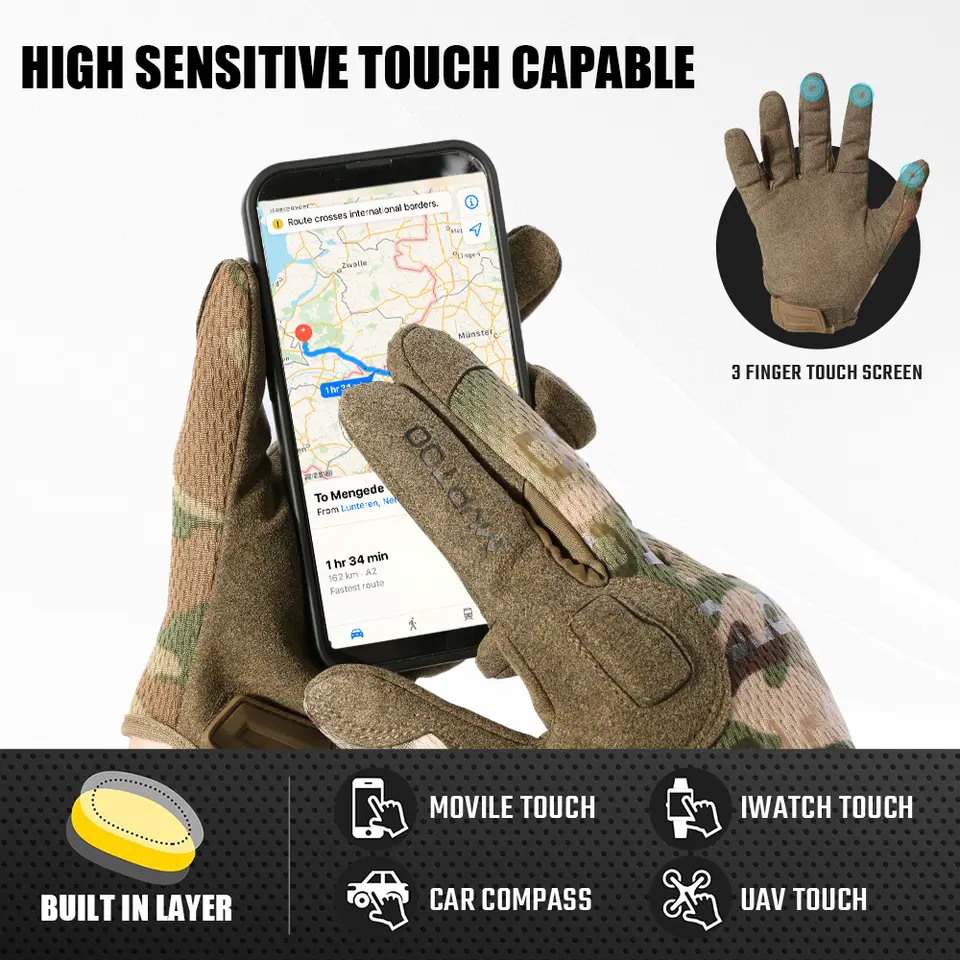 Tactical Full Finger Gloves Touch Screen Breathable Paintball Airsoft Shooting Hiking Combat Sport Hunting Bicycle Work Gear Men - 5