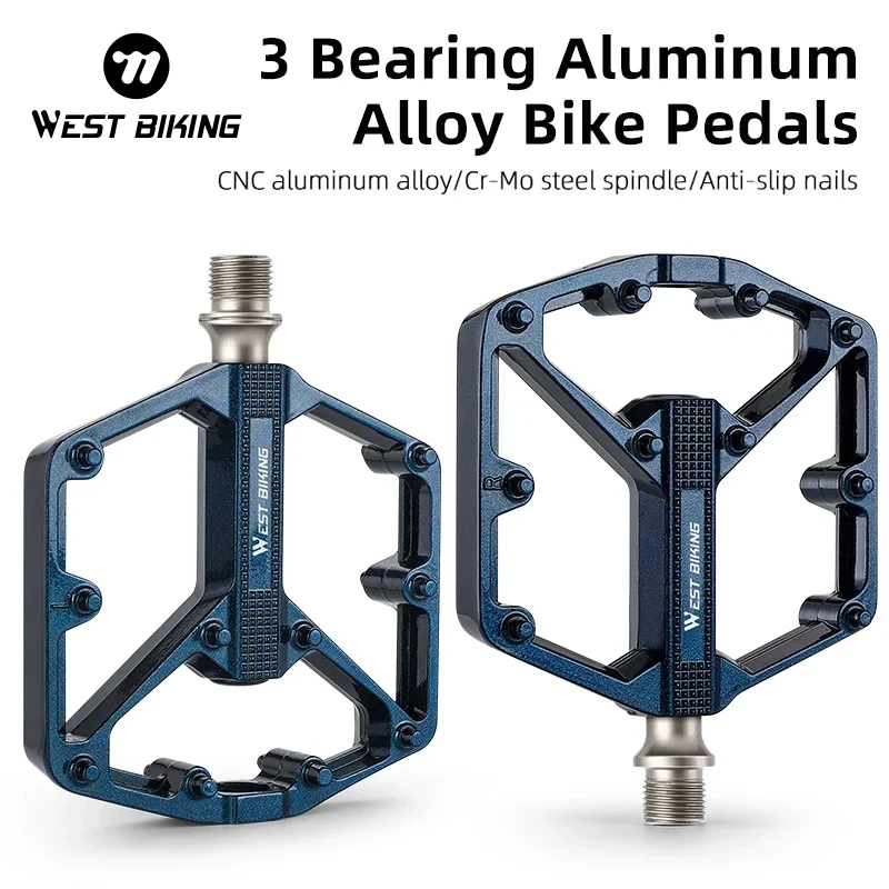 

WEST BIKING MTB велосипедные педали 3 подшипника из алюминиевого сплава для шоссейного велосипеда противоскользящие велосипедные плоские педали BMX Аксессуары для велосипеда