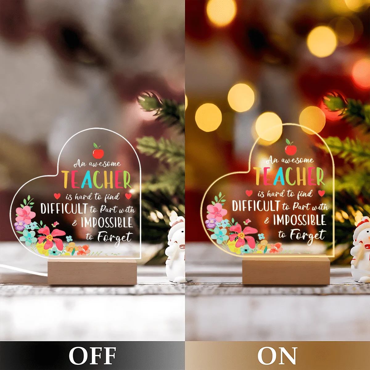 1 قطعة ملحقات التصوير الفوتوغرافي للديكور المضيء من الأكريليك ، قاعدة USB ، هدية المعلم ، تماثيل قابلة للجمع للعطلات/العودة إلى المدرسة #6