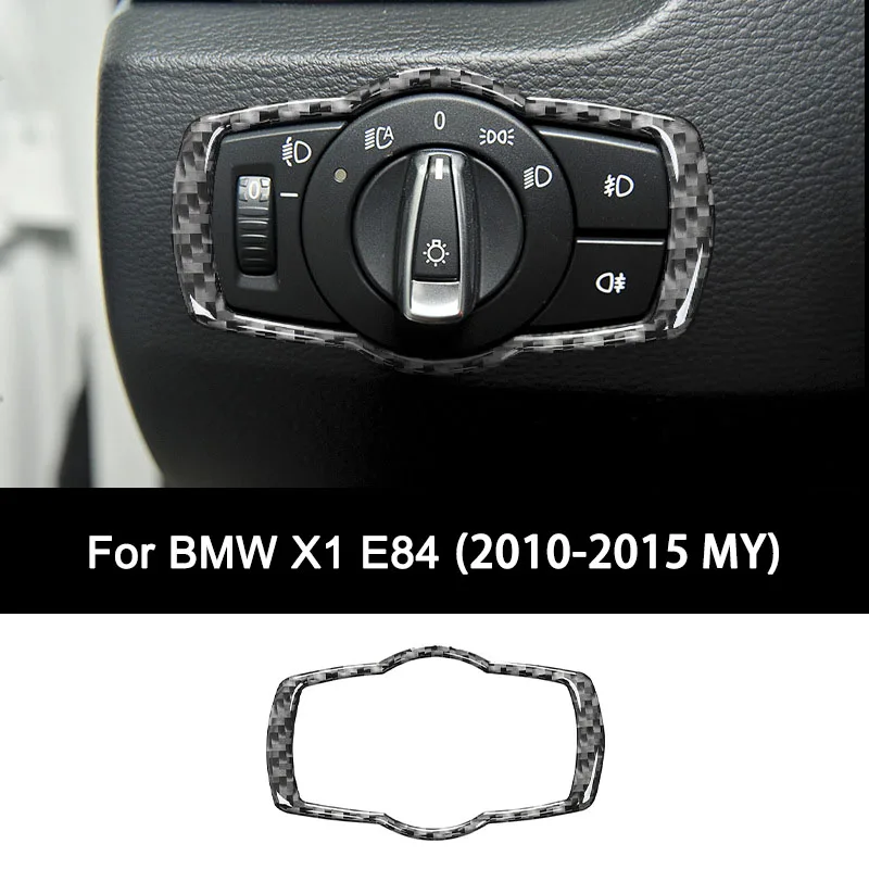

For BMW X1 E84 (2010-2015 Model Year), Premium Carbon Fiber Car Headlight Switch Button Frame Interior Sticker Auto Accessories