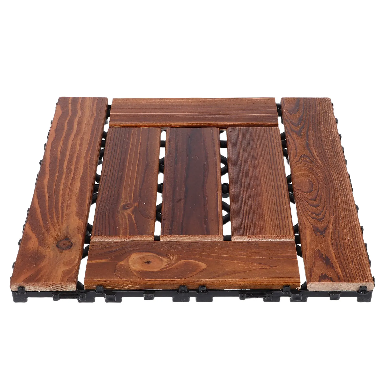 

Утолщенные модульные плитки для террасы 30x30x1.5см из карбонизированной древесины для сада, патио, балкона, уличных и внутренних площадок, сверхпрочные