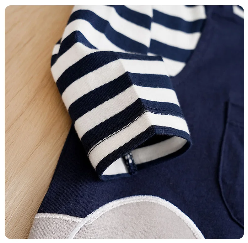 Newborn Baby Rompers Elephant & Giraffe Print Striped Long Sleeve Cotton Soft Jumpsuit Fall Winter Outfit for Toddler Boys Girls