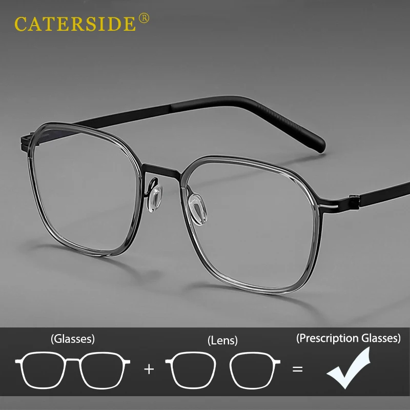 

CATERSIDE Vintage Titanium Frame Men Optical Glasses Frame Ultra Light Eyeglasses Women Daily Anti Blue Light Reading Eyewear
