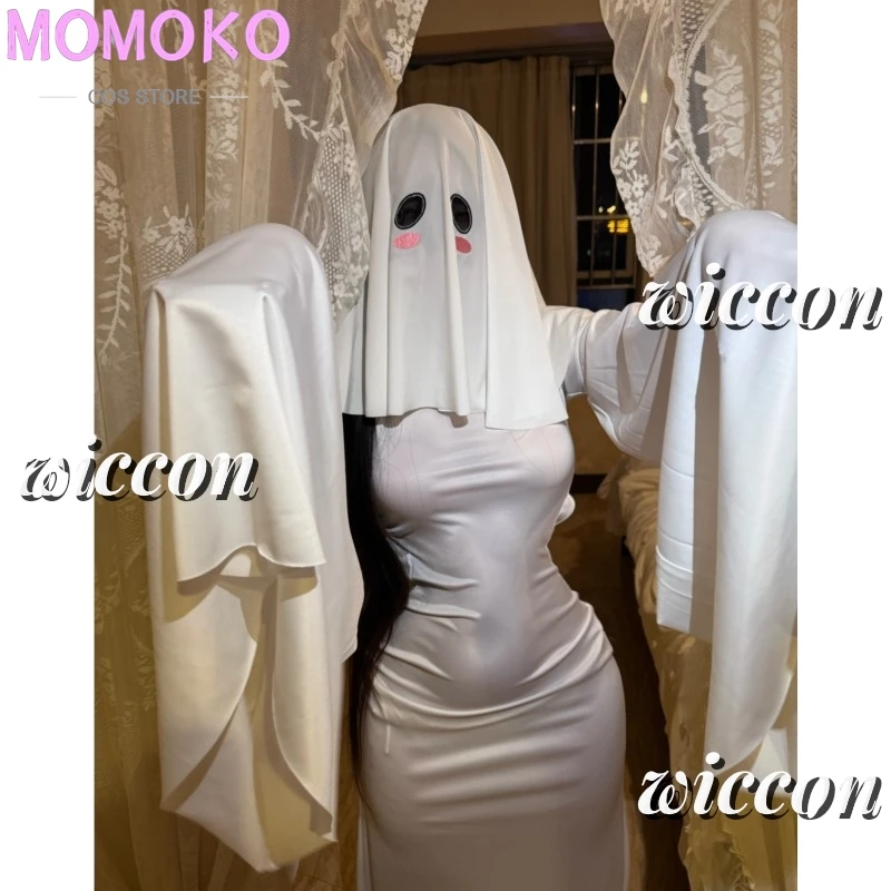 Sexy Cute Female Ghost Cosplay Costume Halloween Scare Face Cape Scream Costume Adult Fancy Dress Halloween Cosplay Costume