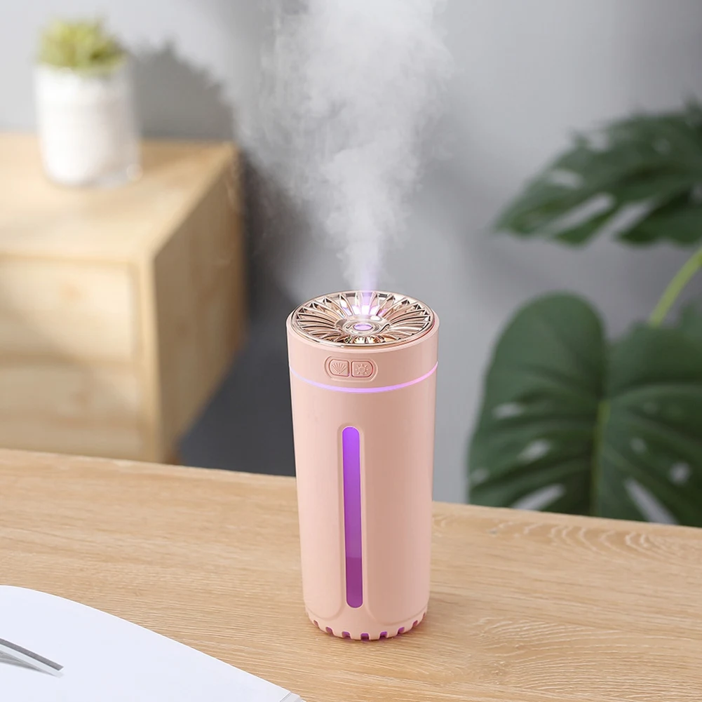 Wireless Air Humidifier Colorful Lights Mute USB Fogger Purifier 800MAh Rechargeable Cool Mist Maker for Car Black