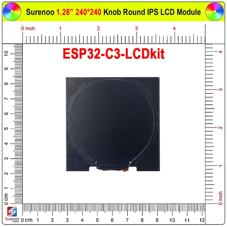 Perilla giratoria Circular redonda de 1,28 pulgadas, 240x240, IPS ESP32-C3, HMI, UI, módulo LCD, Panel de pantalla, tecla de interruptor para 2. °