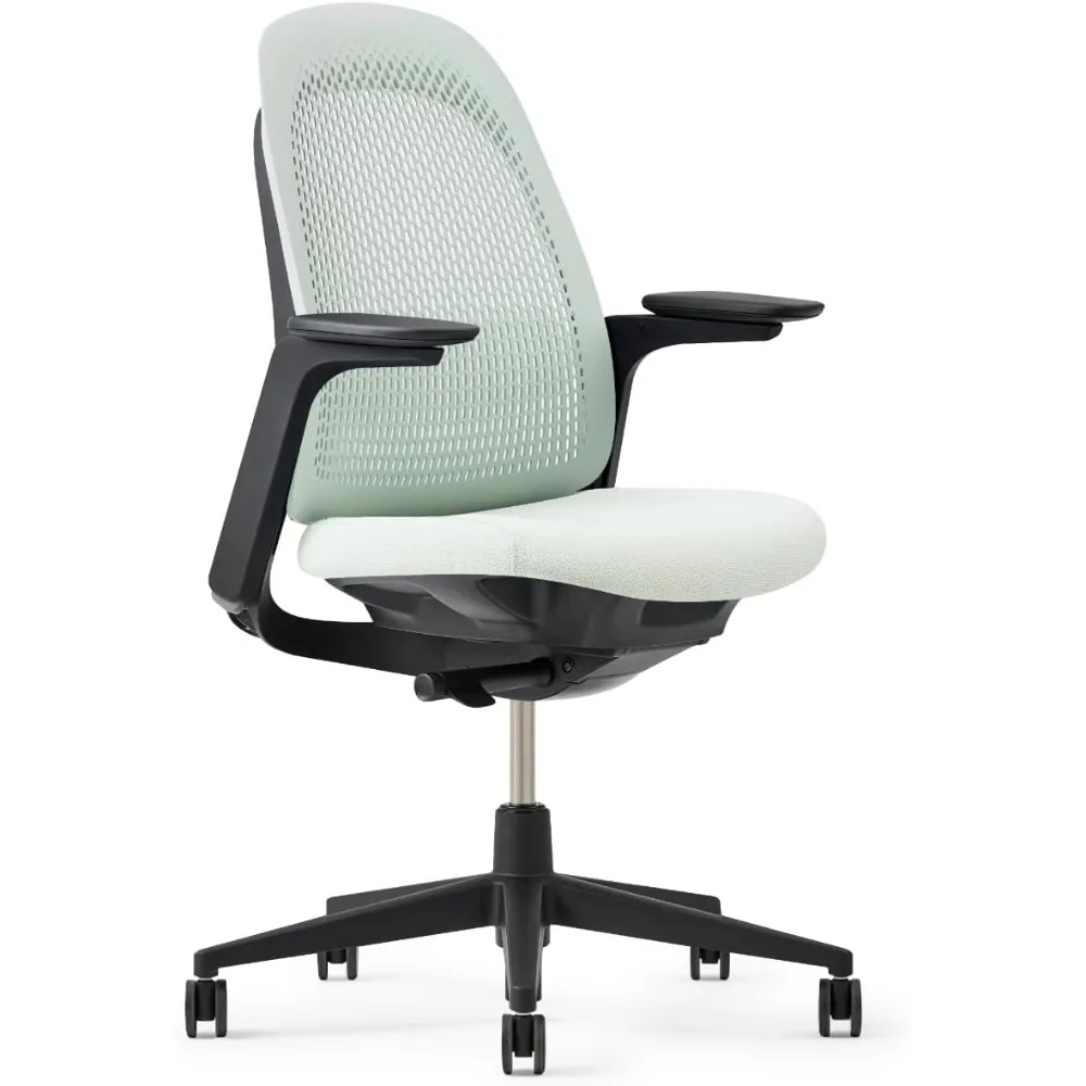 Office Chair - Ergonomic Desk Seat with Height-Adjustable Lumbar Support, Black Trim, and 4D-Arms